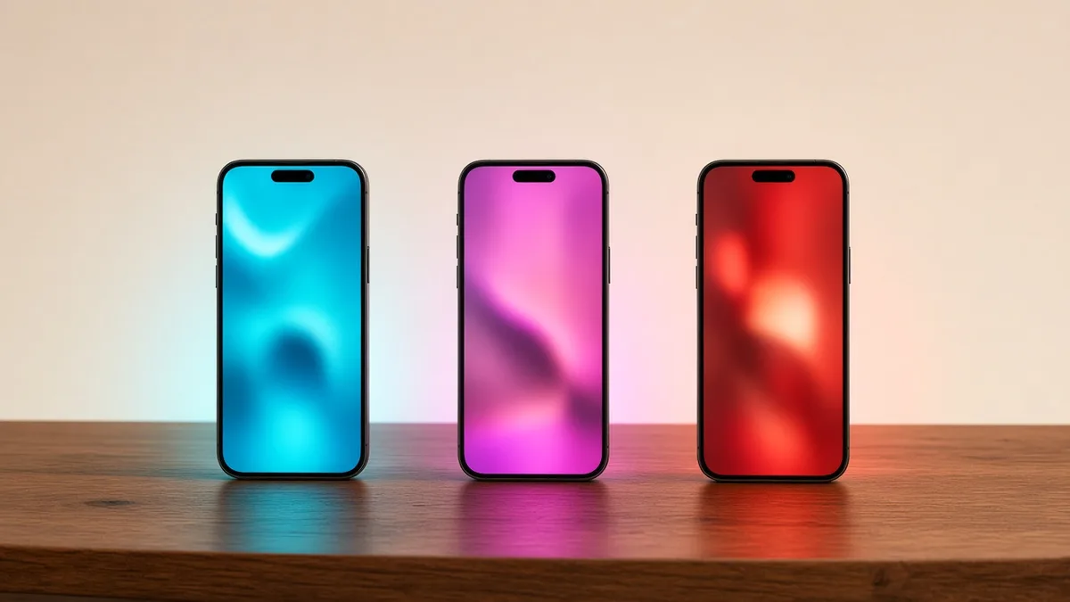 Three phones lit cyan, magenta, and red for three short-form platforms.