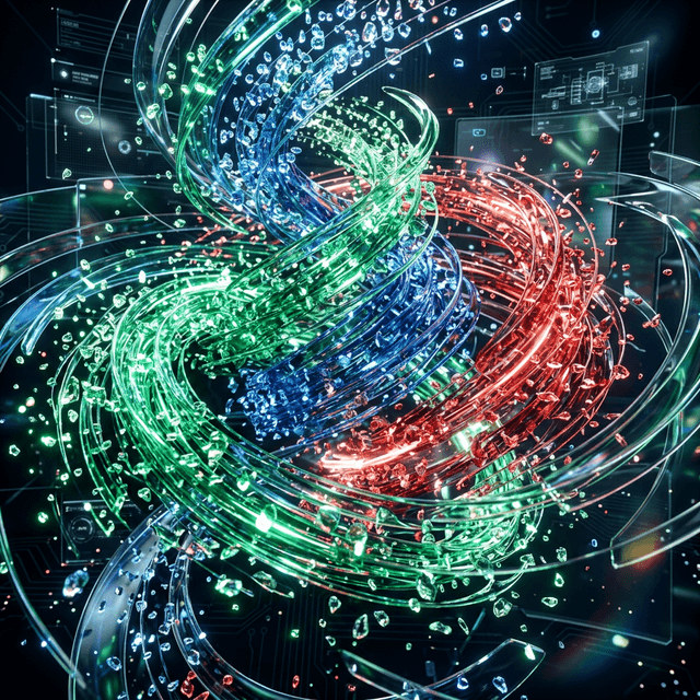 Abstract 3D glassmorphism representation of Viibeo's real-time AI image generation engine