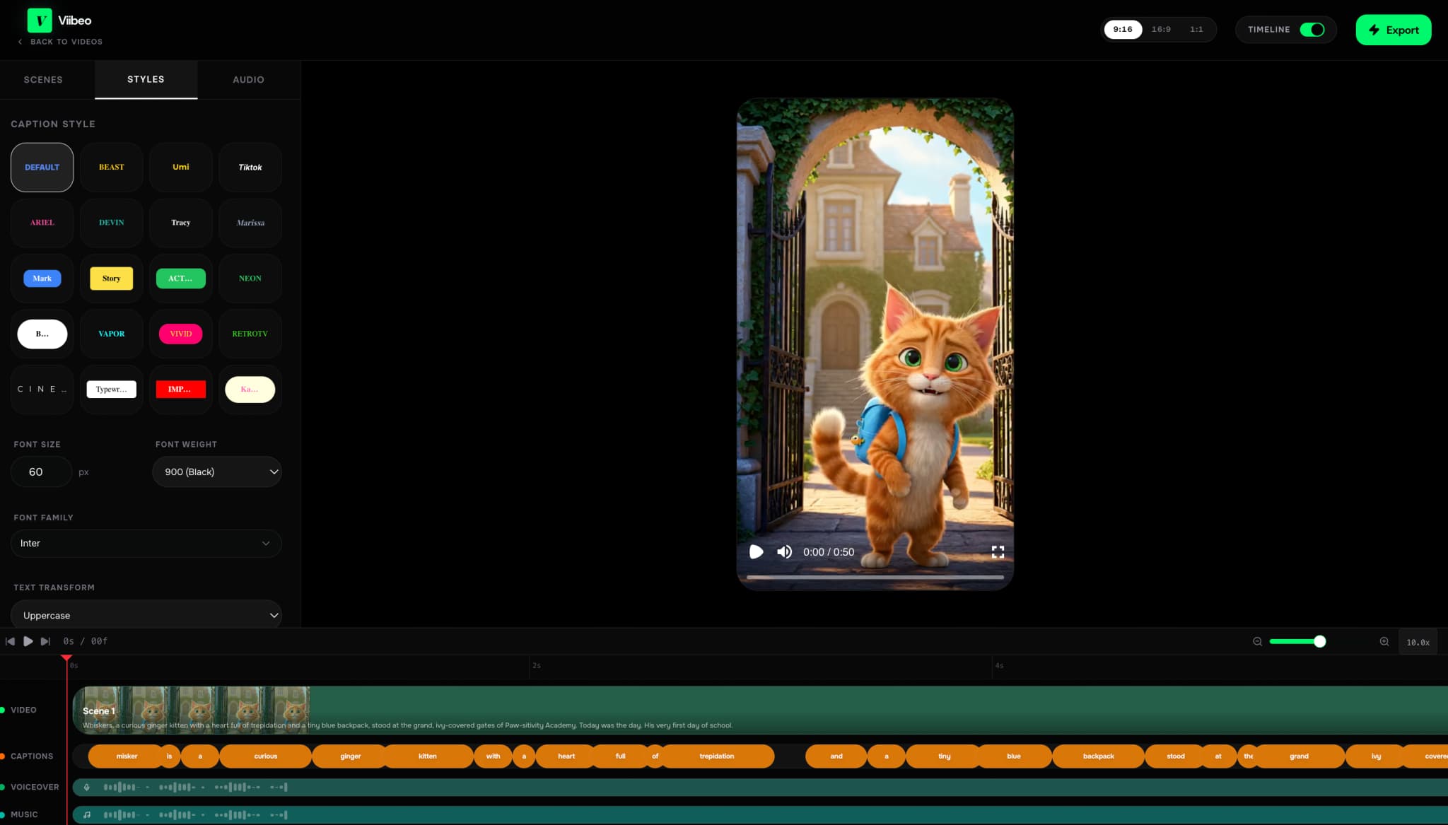 Screenshot showing Automatic Video Editor within the Viibeo AI Video Editor workflow